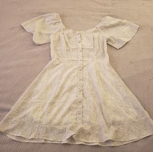 White and Black Dotted Dress